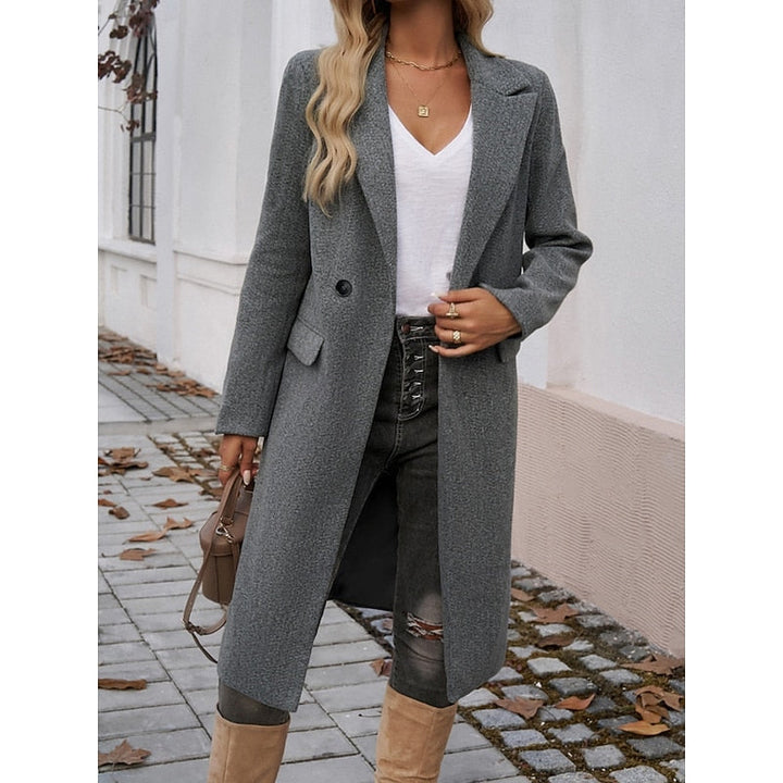 Gundula | Damen Longcoat Langer Mantel Grau - Grey - Image 1