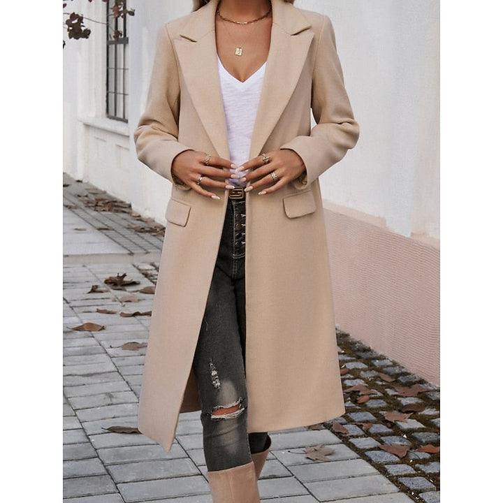 Gundula | Damen Longcoat Langer Mantel Grau - Grey - Image 13