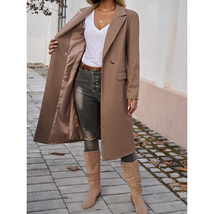 Gundula | Damen Longcoat Langer Mantel Grau - Grey - Image 7