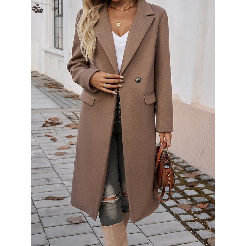 Gundula | Damen Longcoat Langer Mantel Grau - Grey - Image 8