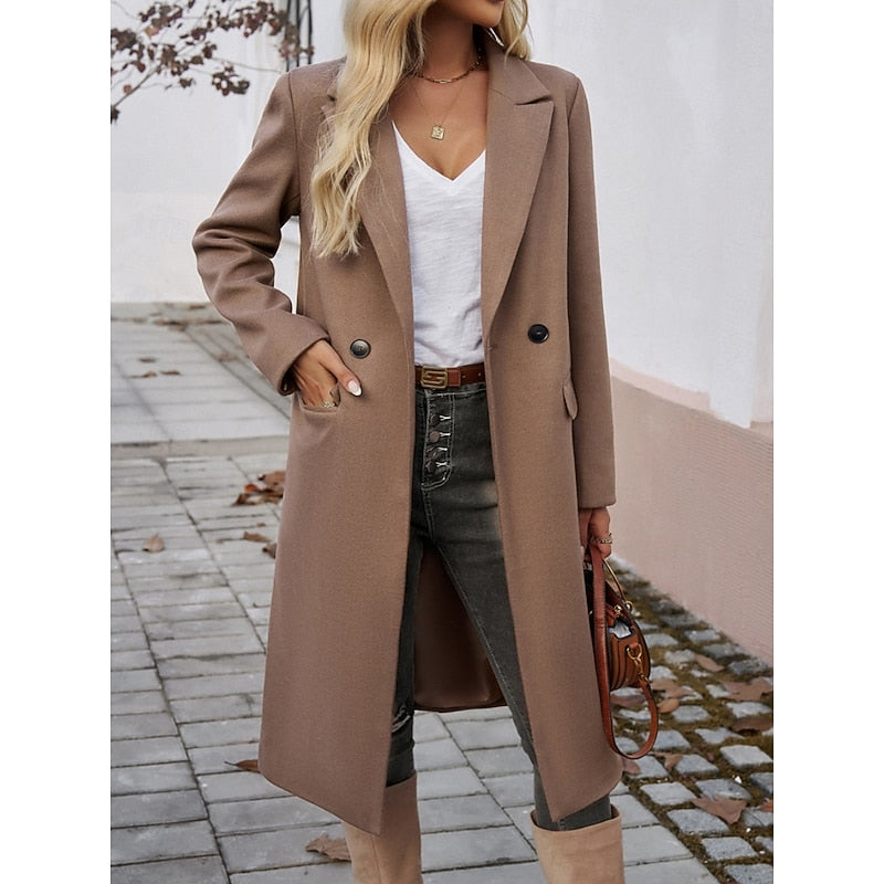 Gundula | Damen Longcoat Langer Mantel Grau - Grey - Image 9