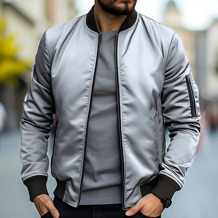 Gunnar | Herren Beige Langarm Bomberjacke - Beige - Image 3