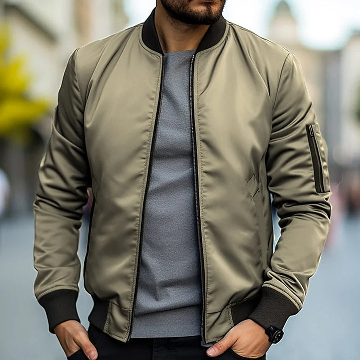 Gunnar | Herren Beige Langarm Bomberjacke - Beige - Image 6