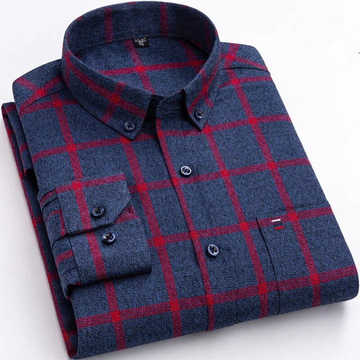 Gunther | Herren Kariertes Langarm Hemd - Navy - Image 2