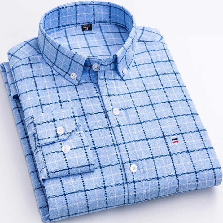 Gunther | Herren Kariertes Langarm Hemd - Navy - Image 3