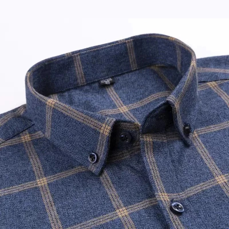 Gunther | Herren Kariertes Langarm Hemd - Navy - Image 4