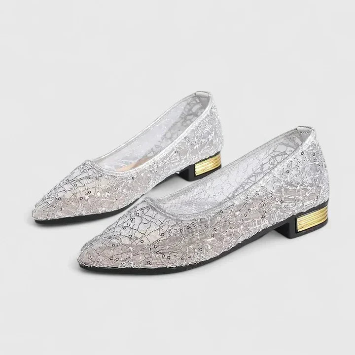 Gwendoline | Damen Spitze Ballerinas mit Komfort Sohle - Beige - Image 4