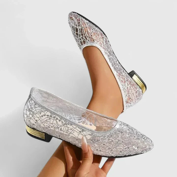 Gwendoline | Damen Spitze Ballerinas mit Komfort Sohle - Beige - Image 6