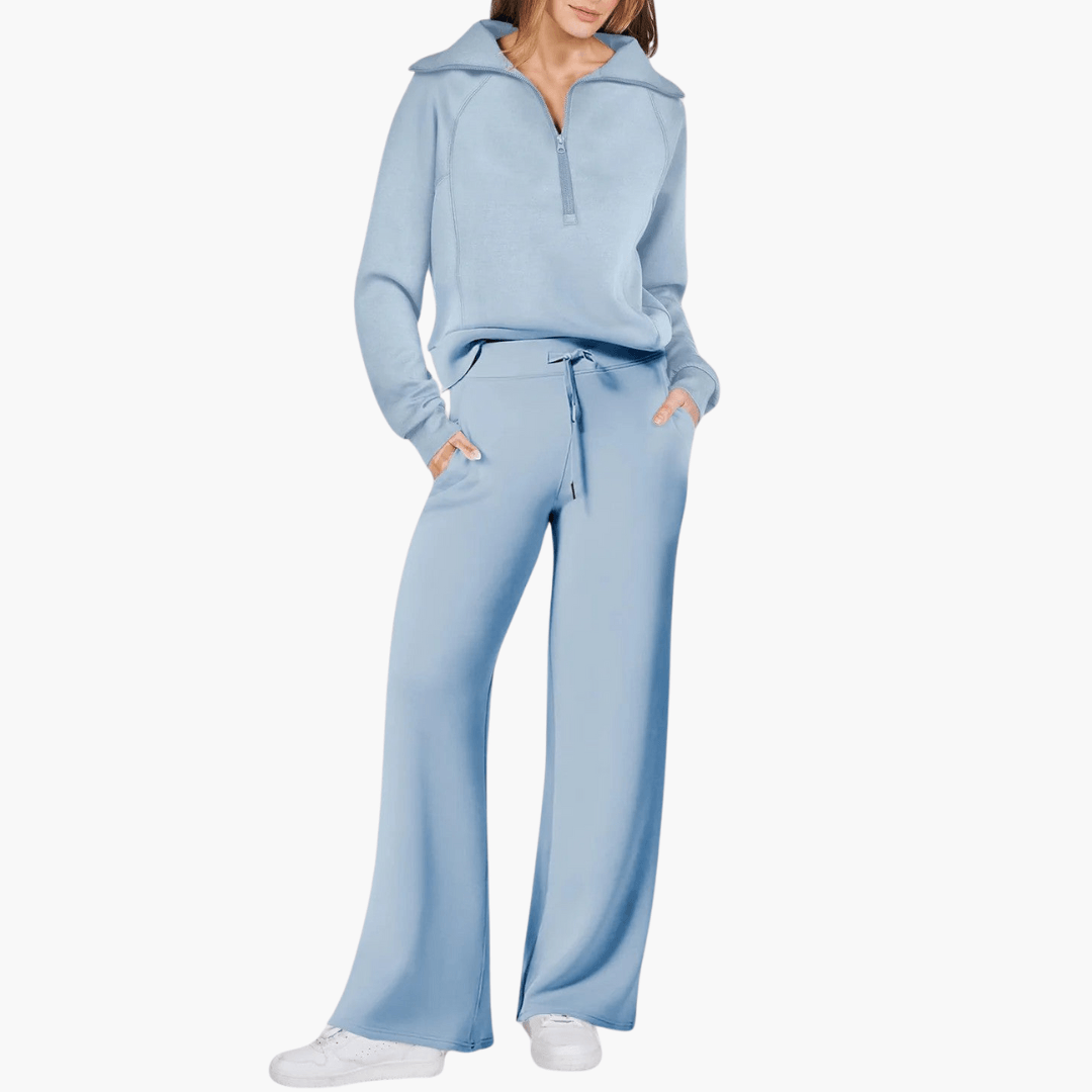 Gwendolyn | Damen Kapuzenpullover Jogginghose Set - Champagne - Image 3