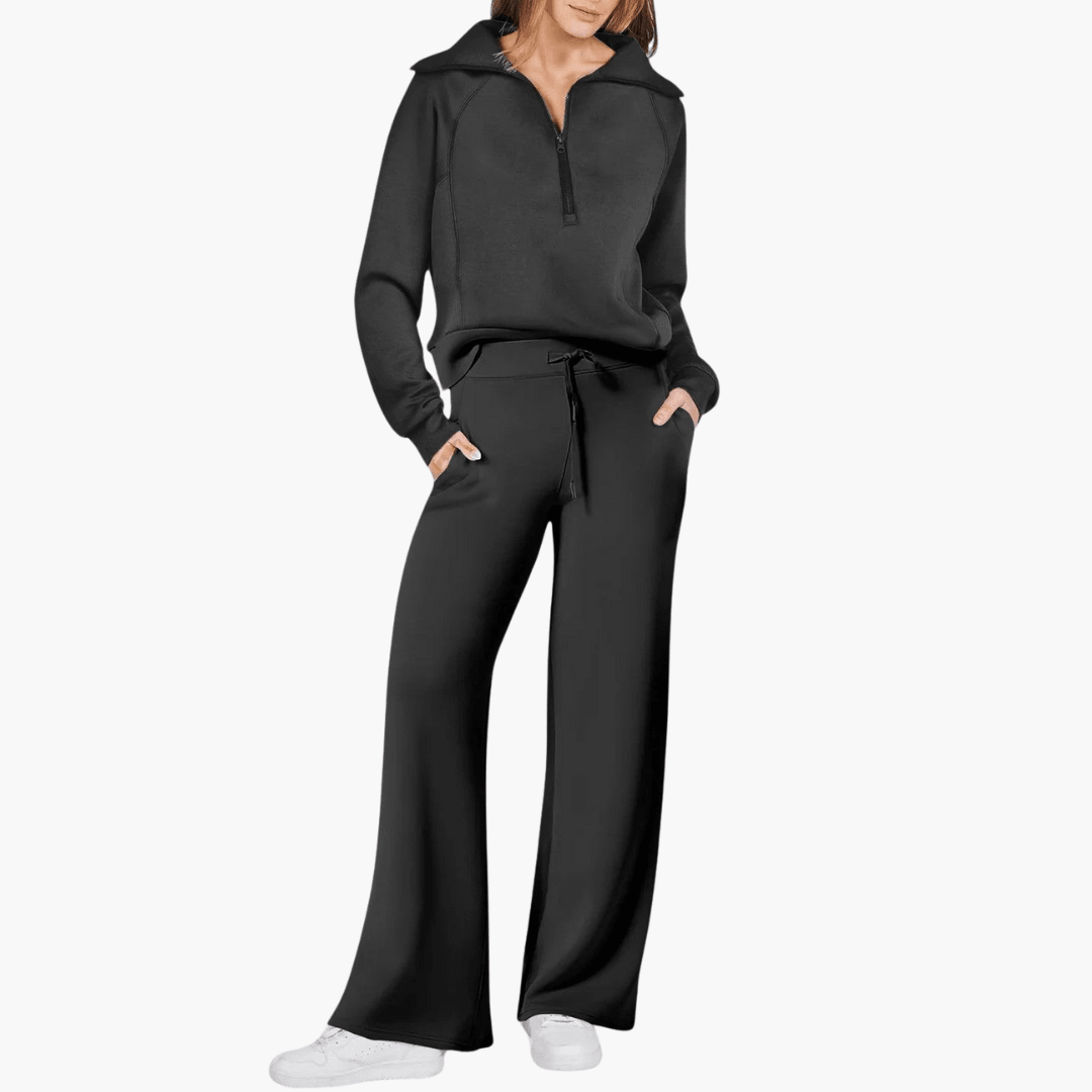 Gwendolyn | Damen Kapuzenpullover Jogginghose Set - Champagne - Image 4