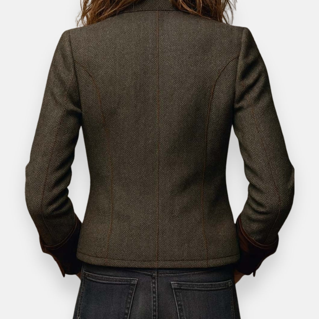 Gwendolyn | Damen Strukturierte Jacke mit Knopfdetails - Khaki - Image 4