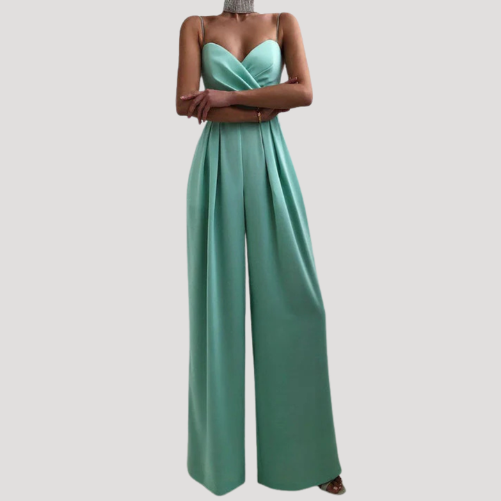 Gwendolyn | Damen Träger Jumpsuit mit weiten Beinen - Teal - Image 1