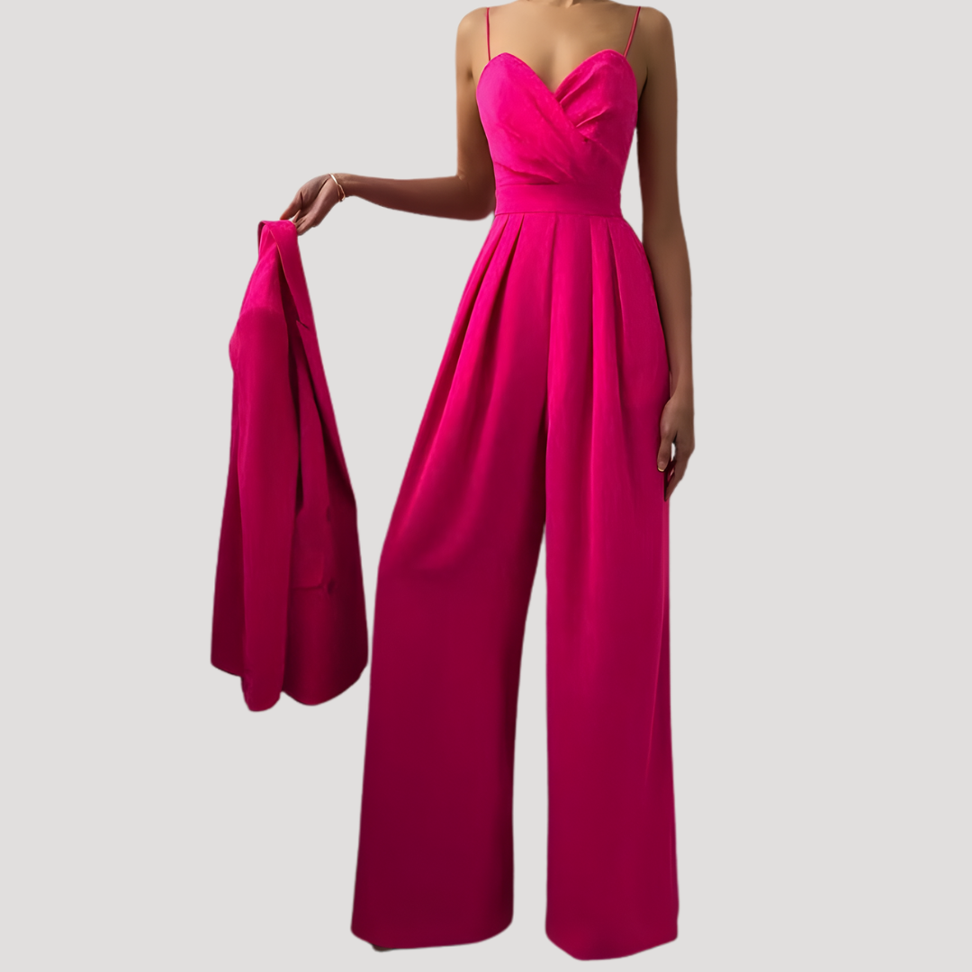 Gwendolyn | Damen Träger Jumpsuit mit weiten Beinen - Teal - Image 5