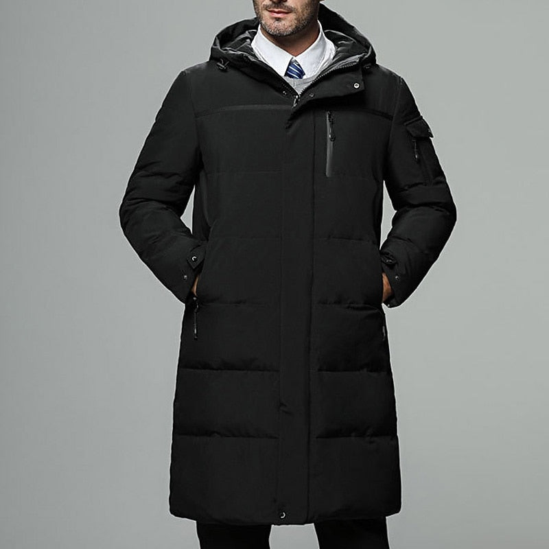 Halvdan | Herren Lange Steppjacke mit Kapuze - Black - Image 2