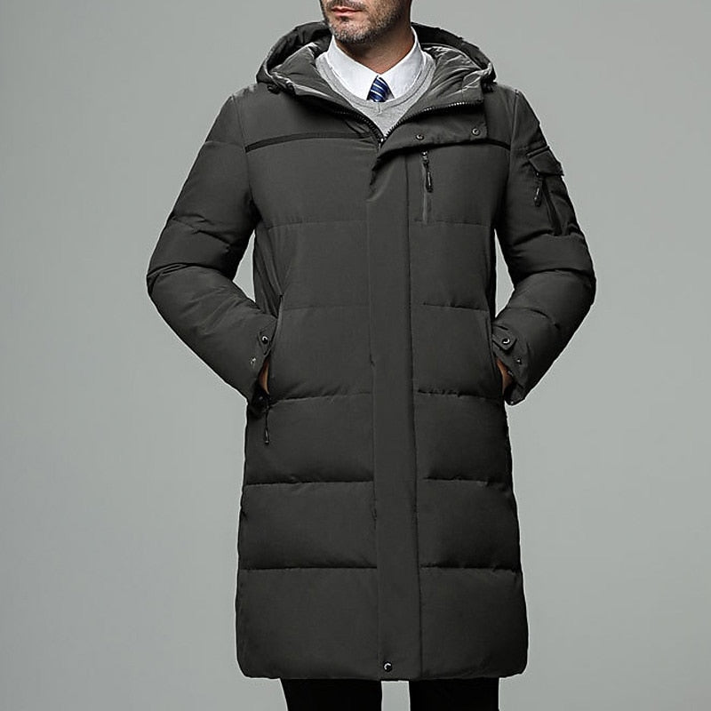 Halvdan | Herren Lange Steppjacke mit Kapuze - Black - Image 3