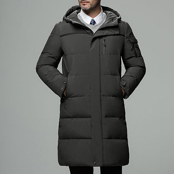 Halvdan | Herren Lange Steppjacke mit Kapuze - Black - Image 3