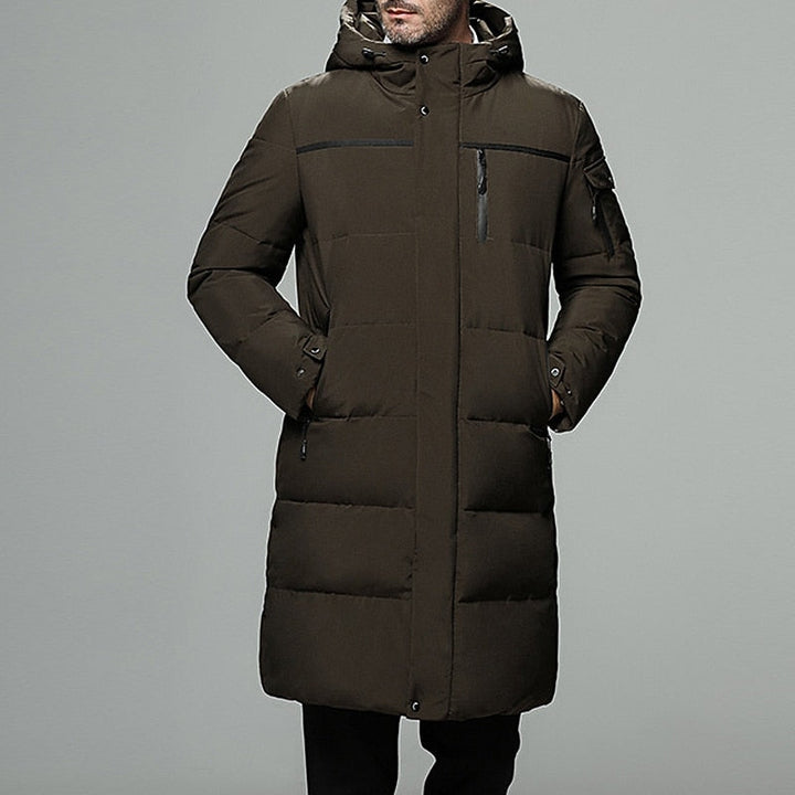 Halvdan | Herren Lange Steppjacke mit Kapuze - Black - Image 4