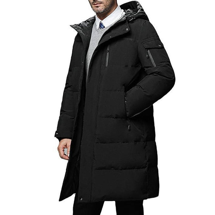 Halvdan | Herren Lange Steppjacke mit Kapuze - Black - Image 5