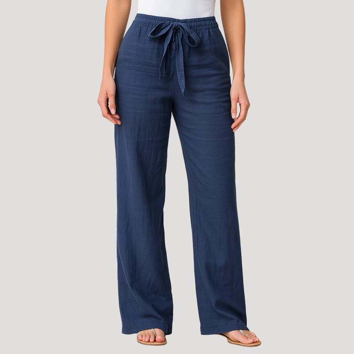 Halvene | Damen Weite Hose Tunnelzug Gummibund - Navy - Image 1
