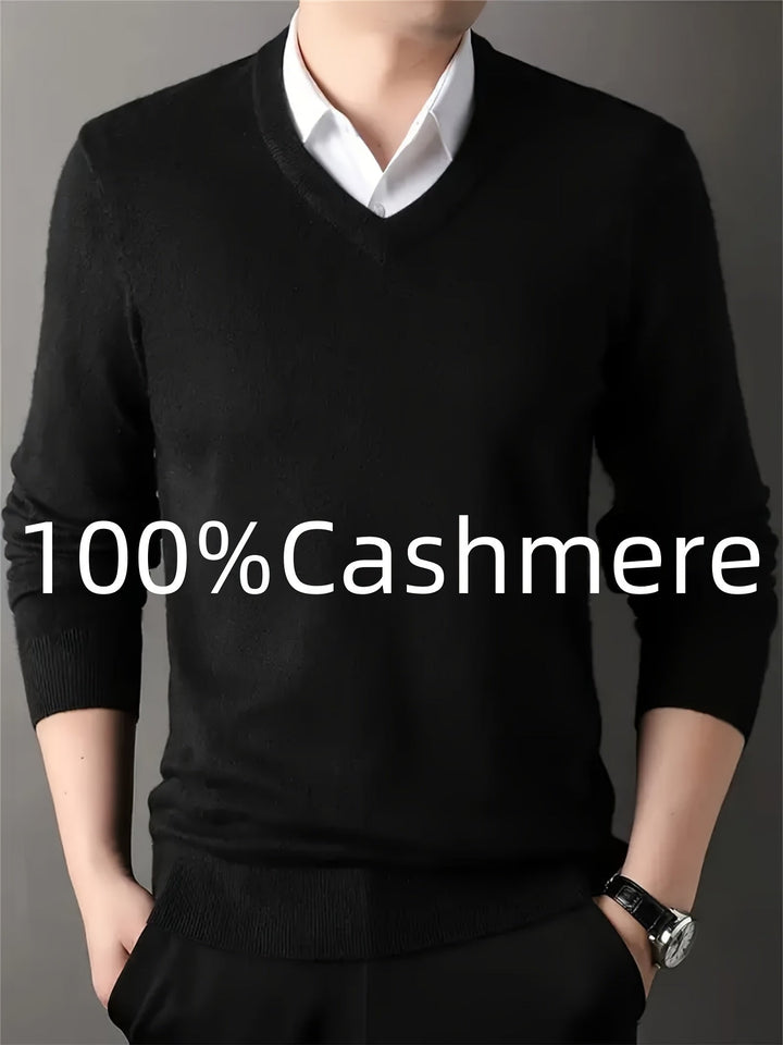 Halvord | Herren V-Ausschnitt Pullover Schwarz - Black - Image 2