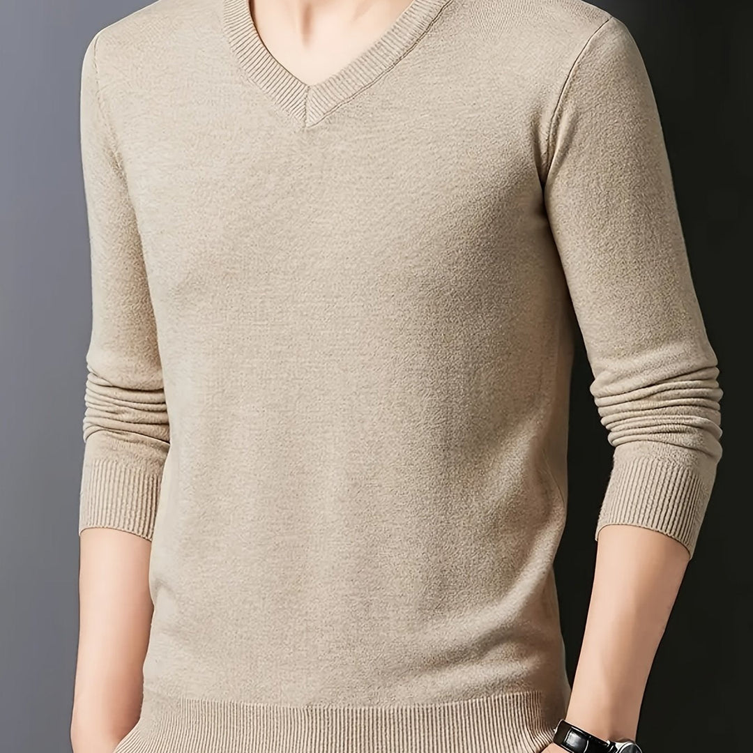 Halvord | Herren V-Ausschnitt Pullover Schwarz - Black - Image 3