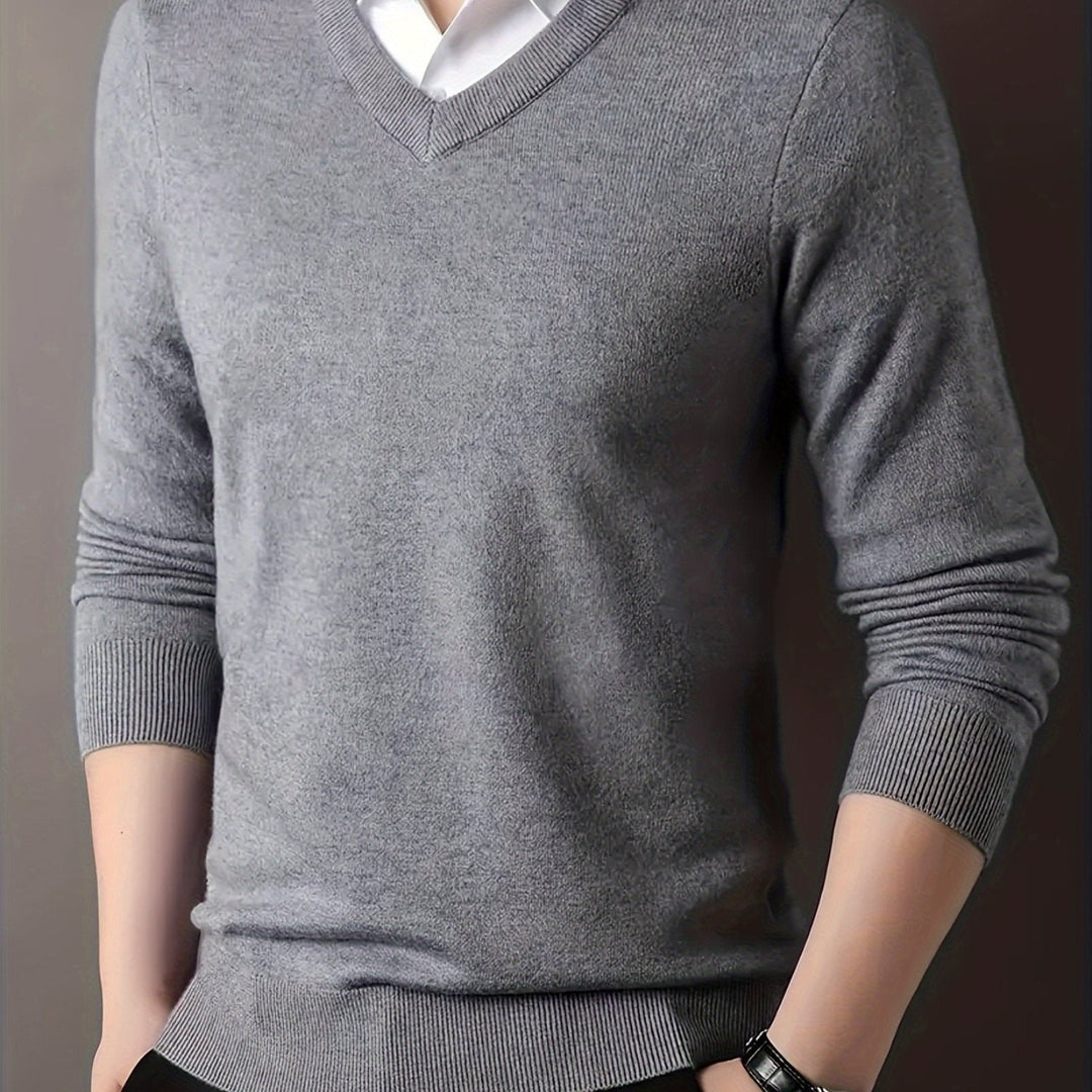 Halvord | Herren V-Ausschnitt Pullover Schwarz - Black - Image 5
