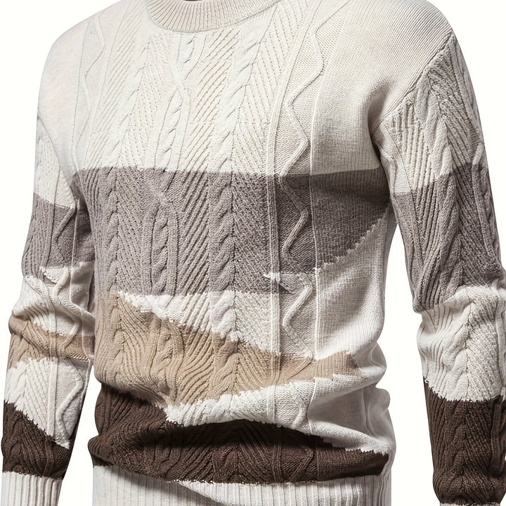 Halvric | Herren Strickpullover Colourblock Rundhals - Image 1