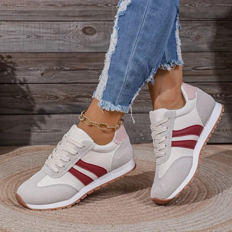 Harla | Damen Retro Schnürschuh Freizeitschuh Sneaker - Light Grey - Image 2