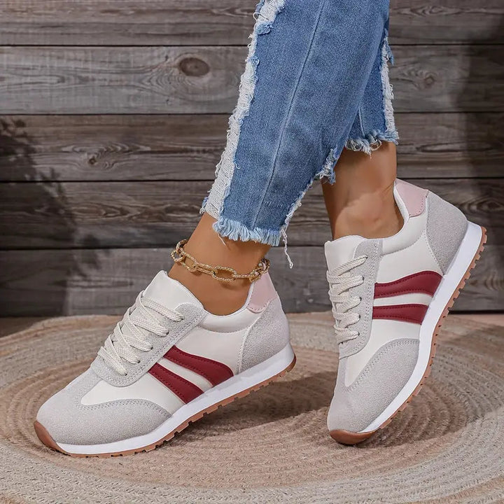 Harla | Damen Retro Schnürschuh Freizeitschuh Sneaker - Light Grey - Image 2