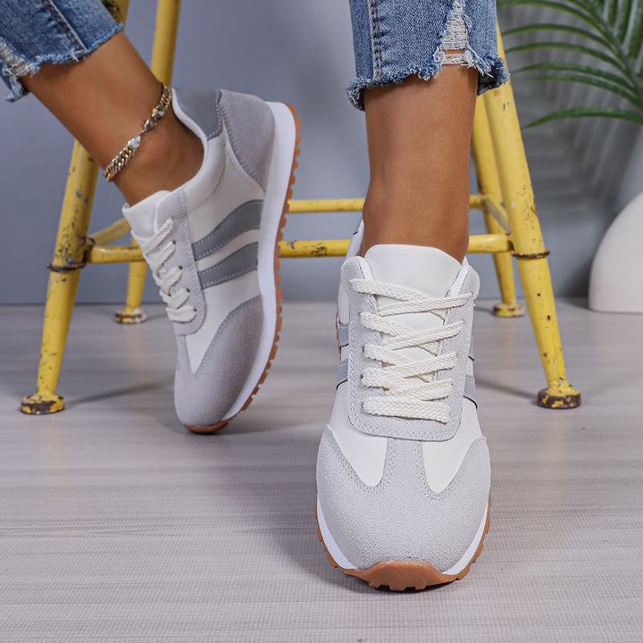 Harla | Damen Retro Schnürschuh Freizeitschuh Sneaker - Light Grey - Image 4
