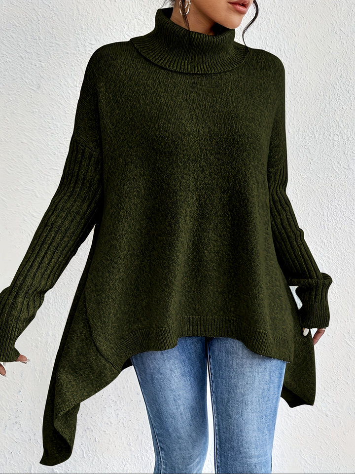 Hedrun | Damen Rollkragenpullover Oversized Strickpullover - Blue - Image 10