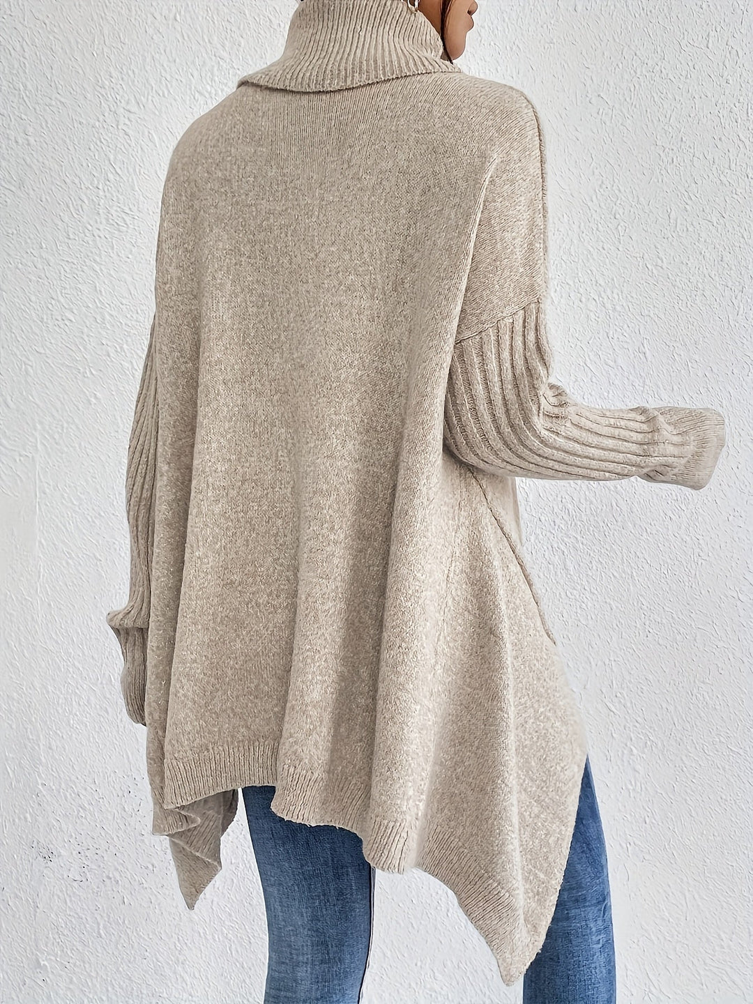 Hedrun | Damen Rollkragenpullover Oversized Strickpullover - Blue - Image 18