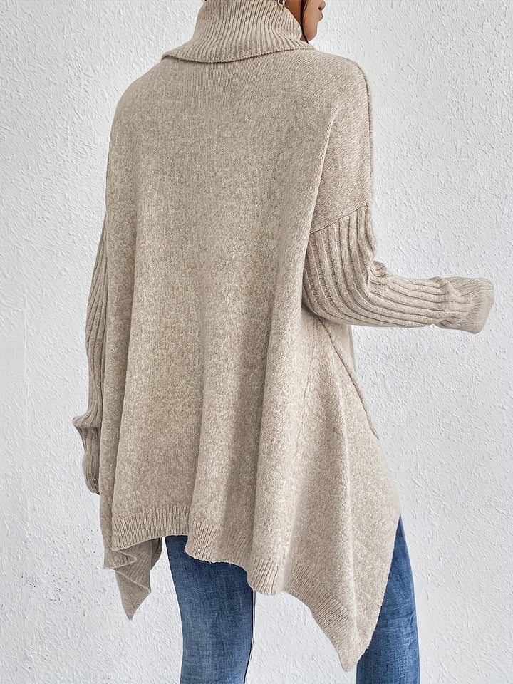 Hedrun | Damen Rollkragenpullover Oversized Strickpullover - Blue - Image 18