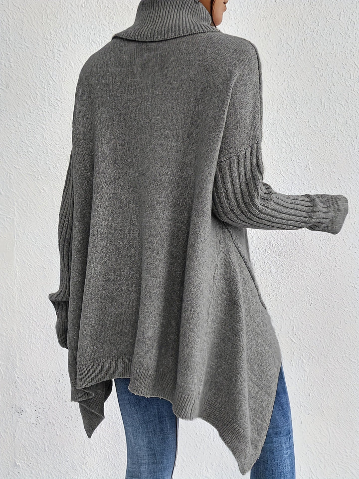 Hedrun | Damen Rollkragenpullover Oversized Strickpullover - Blue - Image 19