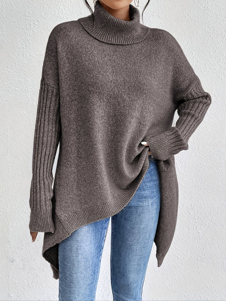 Hedrun | Damen Rollkragenpullover Oversized Strickpullover - Blue - Image 2