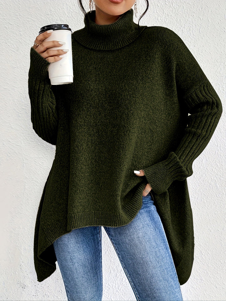 Hedrun | Damen Rollkragenpullover Oversized Strickpullover - Blue - Image 23