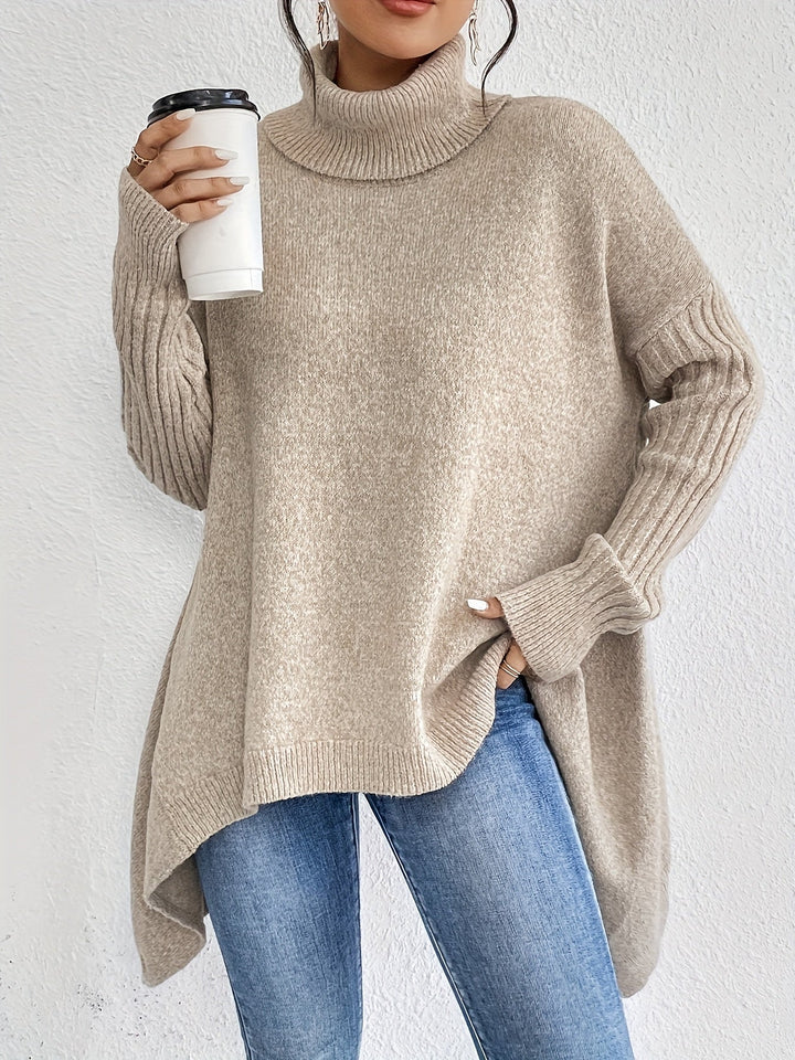 Hedrun | Damen Rollkragenpullover Oversized Strickpullover - Blue - Image 24