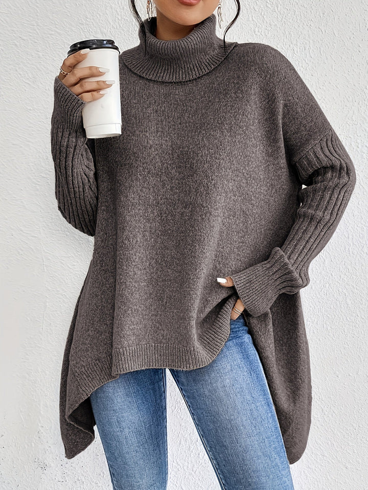 Hedrun | Damen Rollkragenpullover Oversized Strickpullover - Blue - Image 26