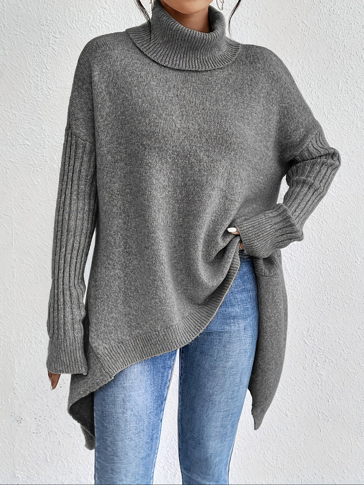 Hedrun | Damen Rollkragenpullover Oversized Strickpullover - Blue - Image 3