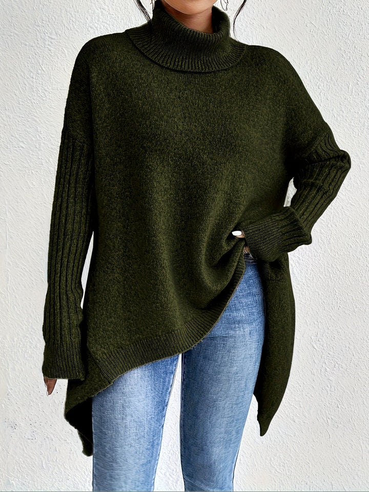 Hedrun | Damen Rollkragenpullover Oversized Strickpullover - Blue - Image 5