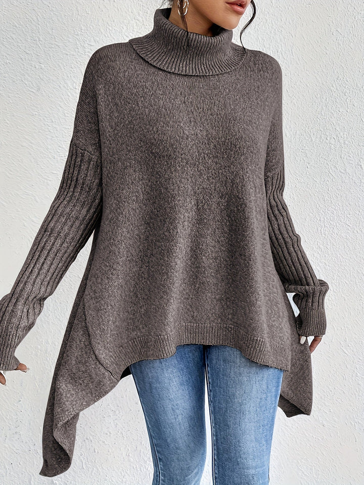 Hedrun | Damen Rollkragenpullover Oversized Strickpullover - Blue - Image 8