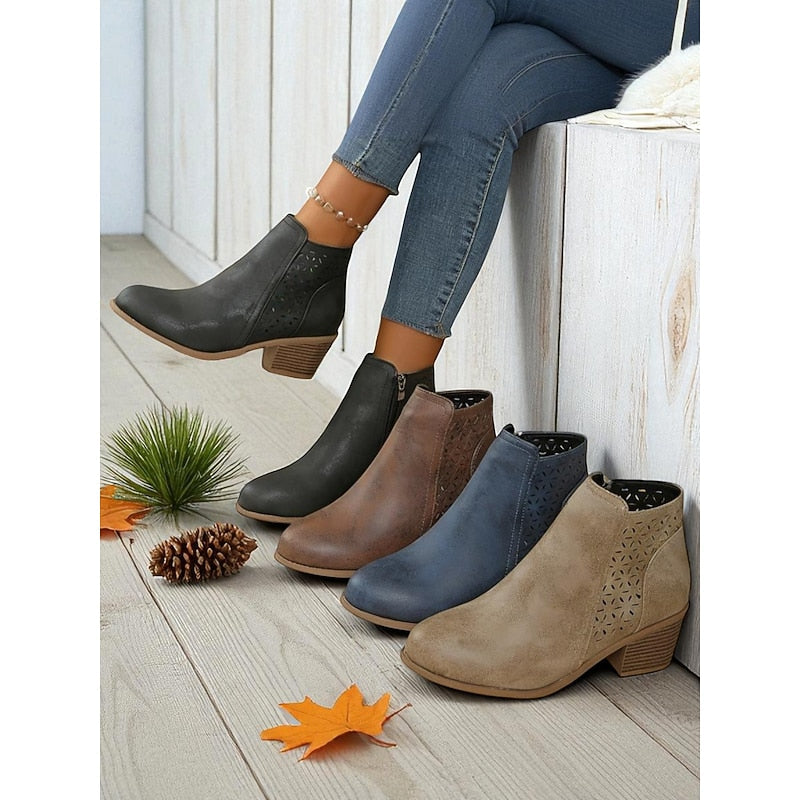 Helvara | Damen Stiefeletten mit Blockabsatz und Cutout - Image 1
