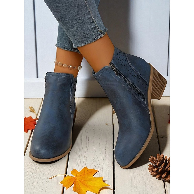 Helvara | Damen Stiefeletten mit Blockabsatz und Cutout - Image 12