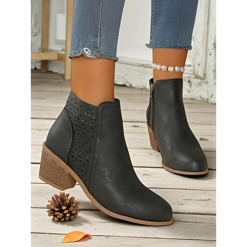 Helvara | Damen Stiefeletten mit Blockabsatz und Cutout - Image 14