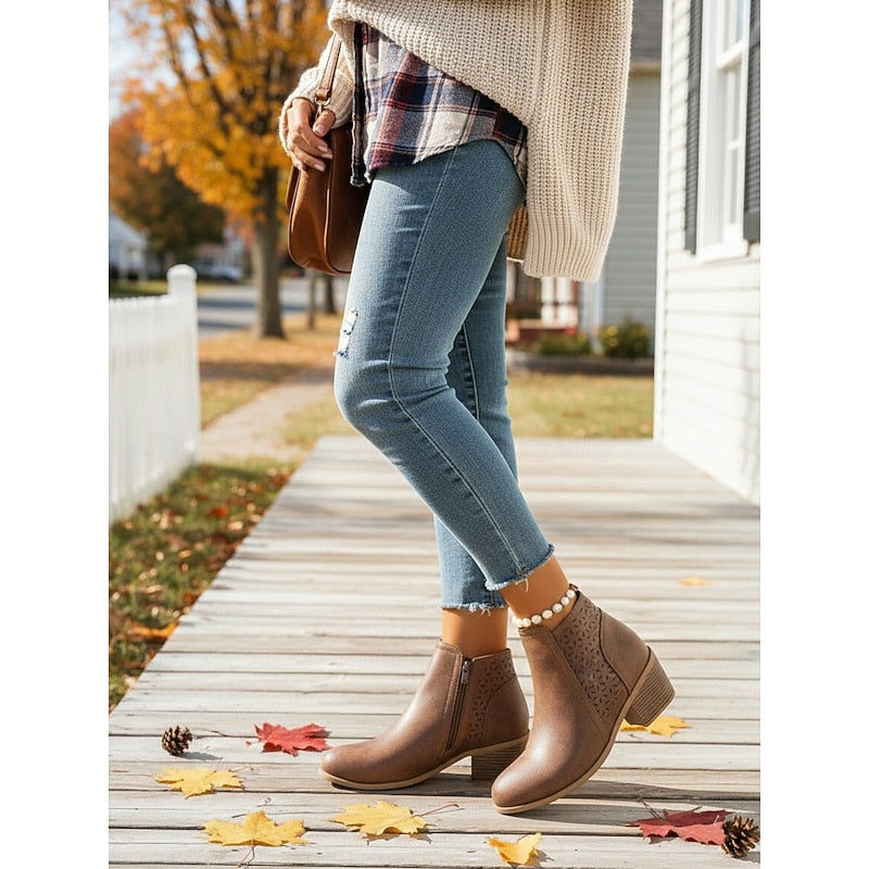 Helvara | Damen Stiefeletten mit Blockabsatz und Cutout - Image 6