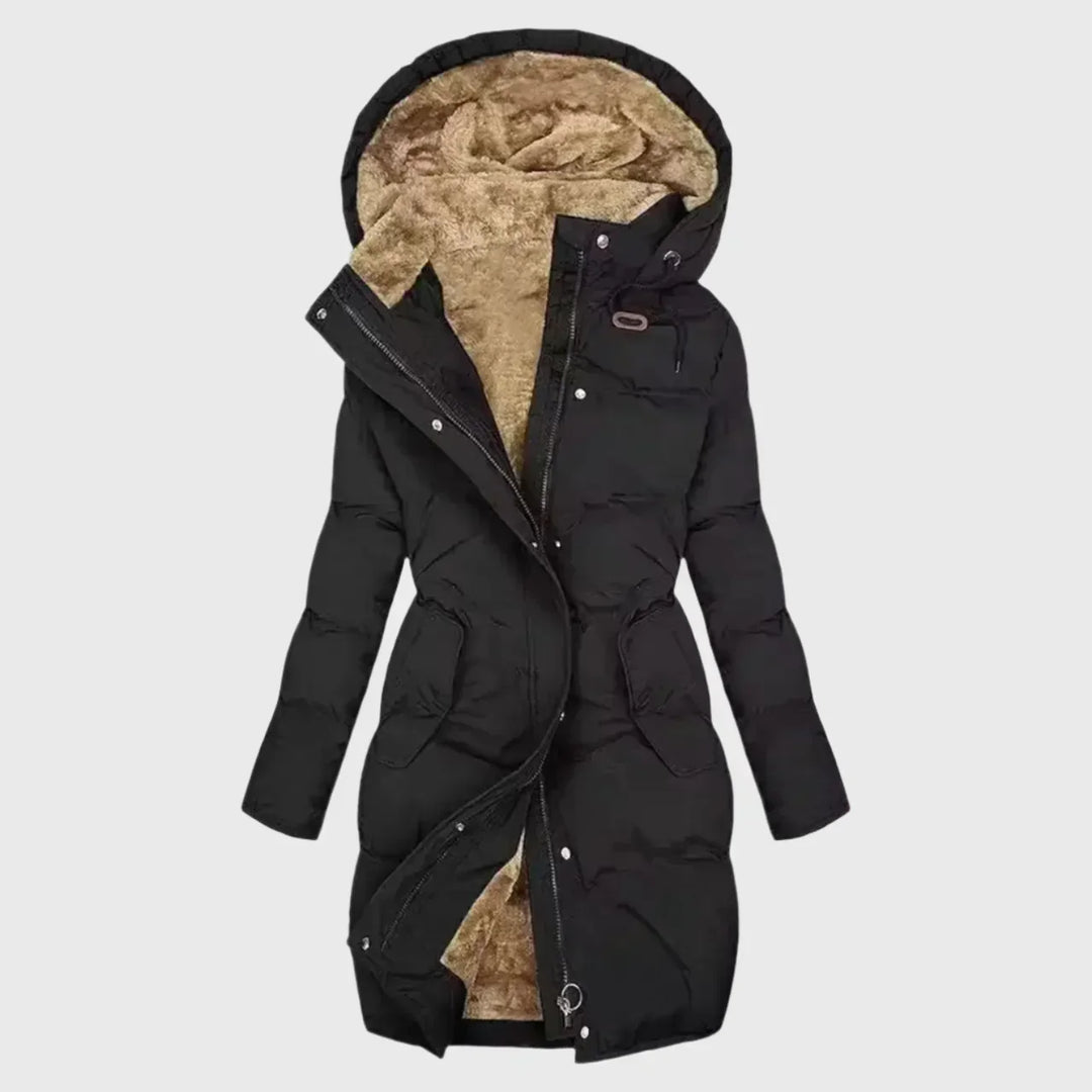 Helvike | Damen Longline Steppjacke mit Kapuze - Black - Image 1