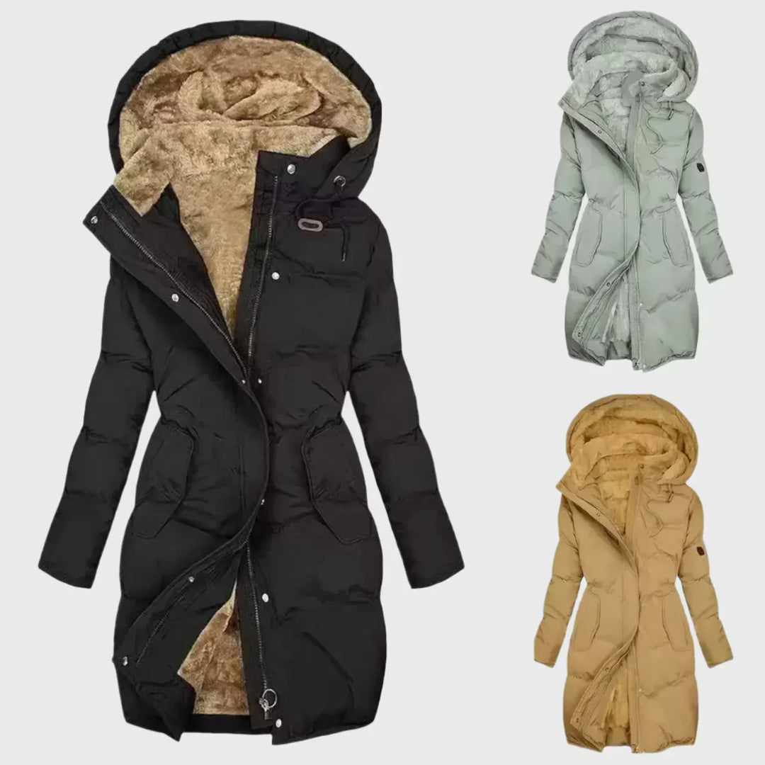 Helvike | Damen Longline Steppjacke mit Kapuze - Black - Image 2