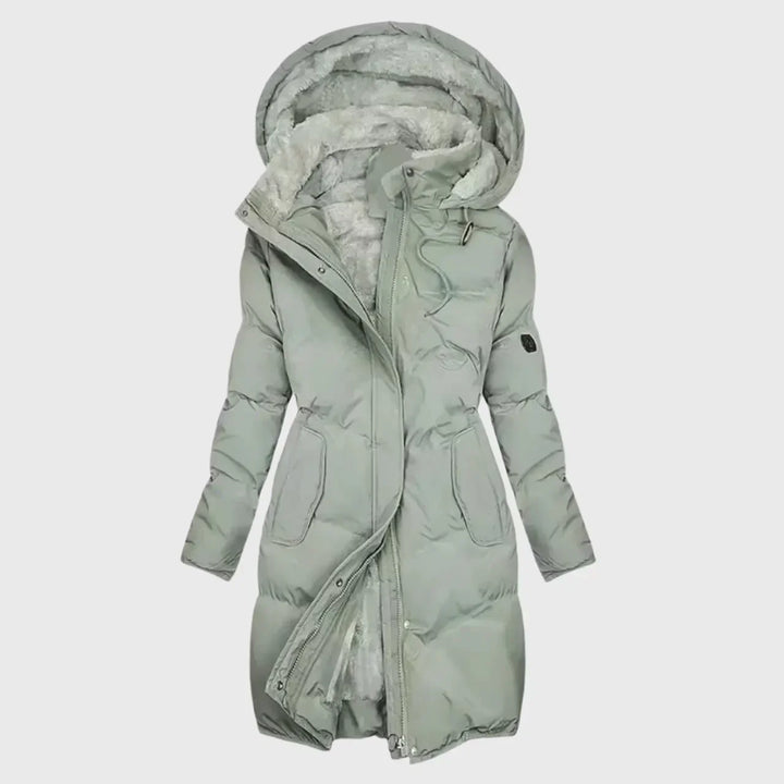 Helvike | Damen Longline Steppjacke mit Kapuze - Black - Image 3