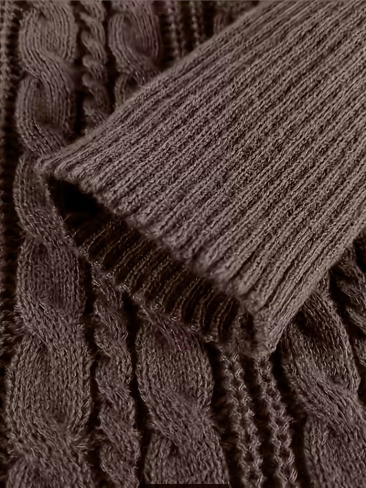 Helwina | Damen Strickkleid mit Kapuze Grobstrick - Dark Grey - Image 6
