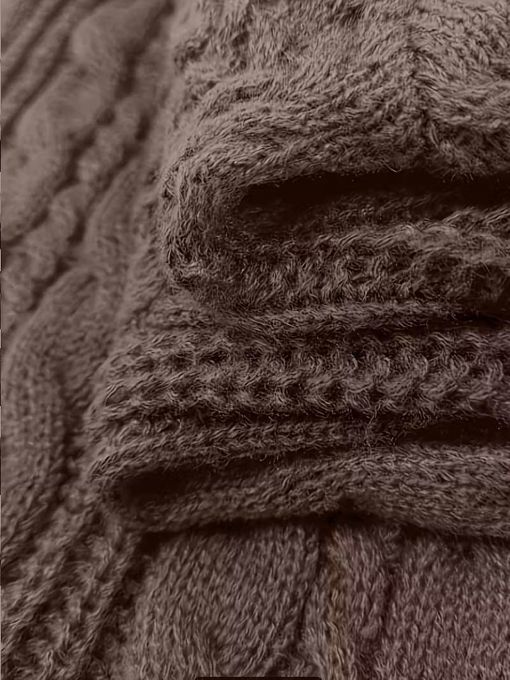 Helwina | Damen Strickkleid mit Kapuze Grobstrick - Dark Grey - Image 7